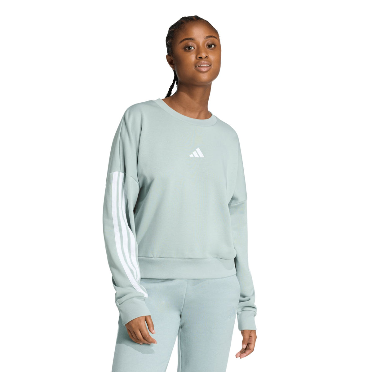 Adidas Essentials 3-Streifen French Terry Sweatshirt – oliv