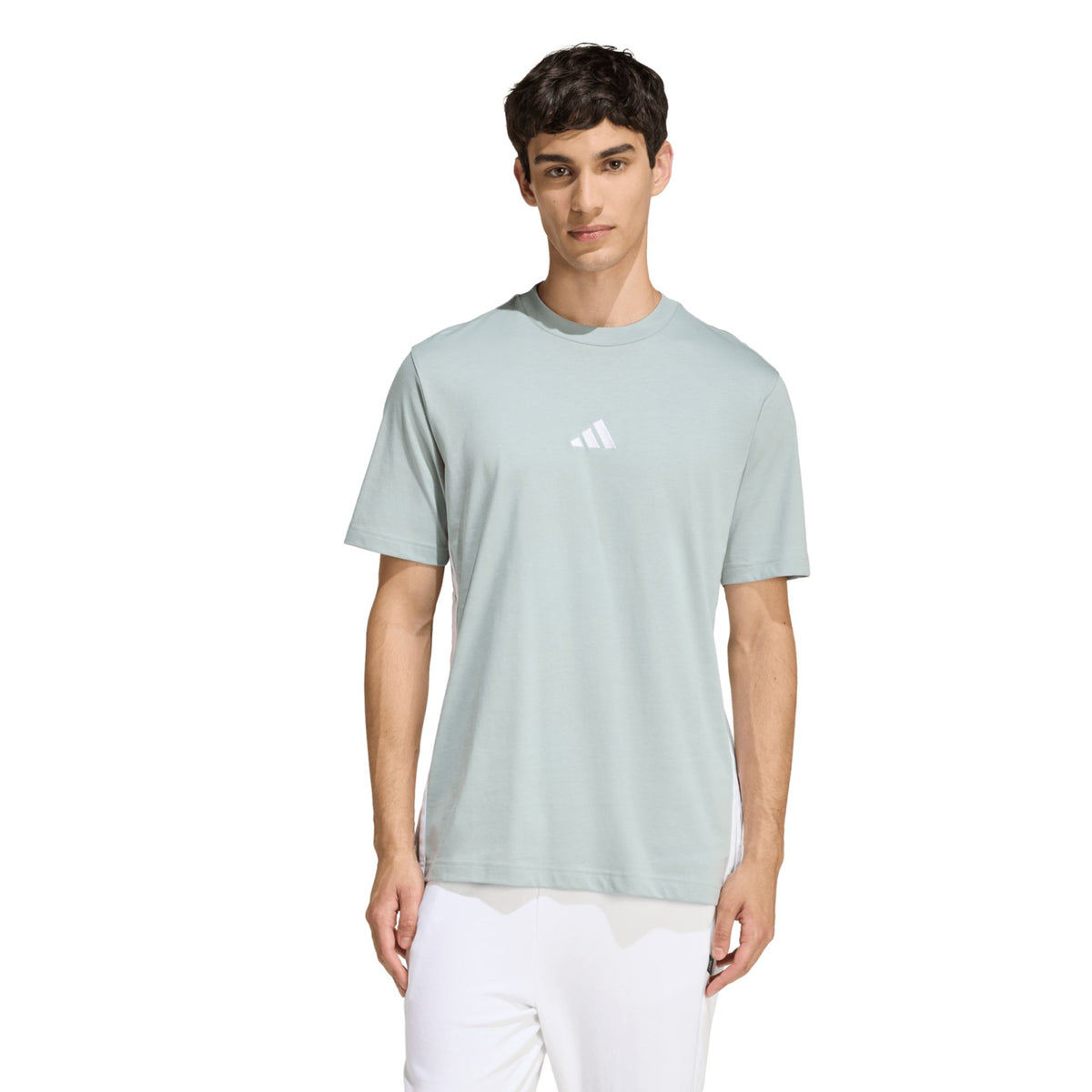 Adidas Essentials 3-Stripes Single Jersey Tee – grau-blau
