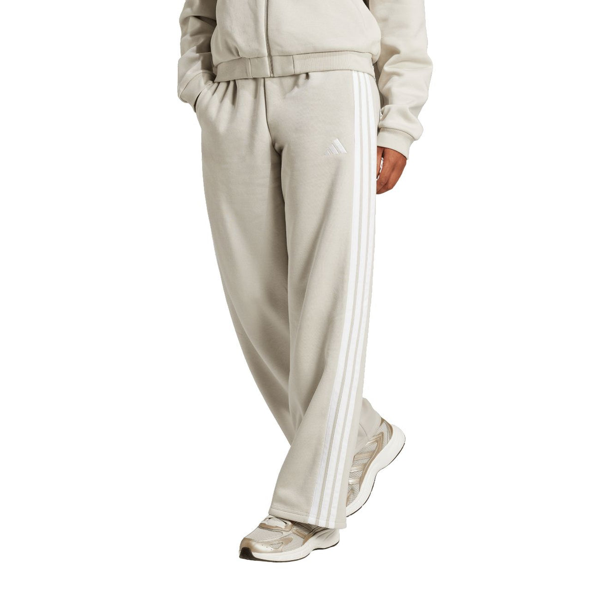 Adidas Essentials 3-Stripes Open Hem Fleece Pant – weiß