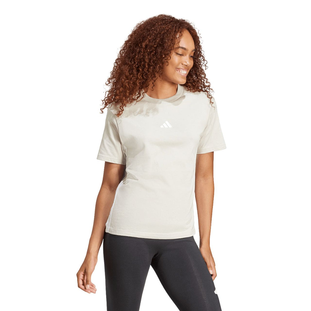 Adidas Essentials 3-Stripes Cotton Tee – grau