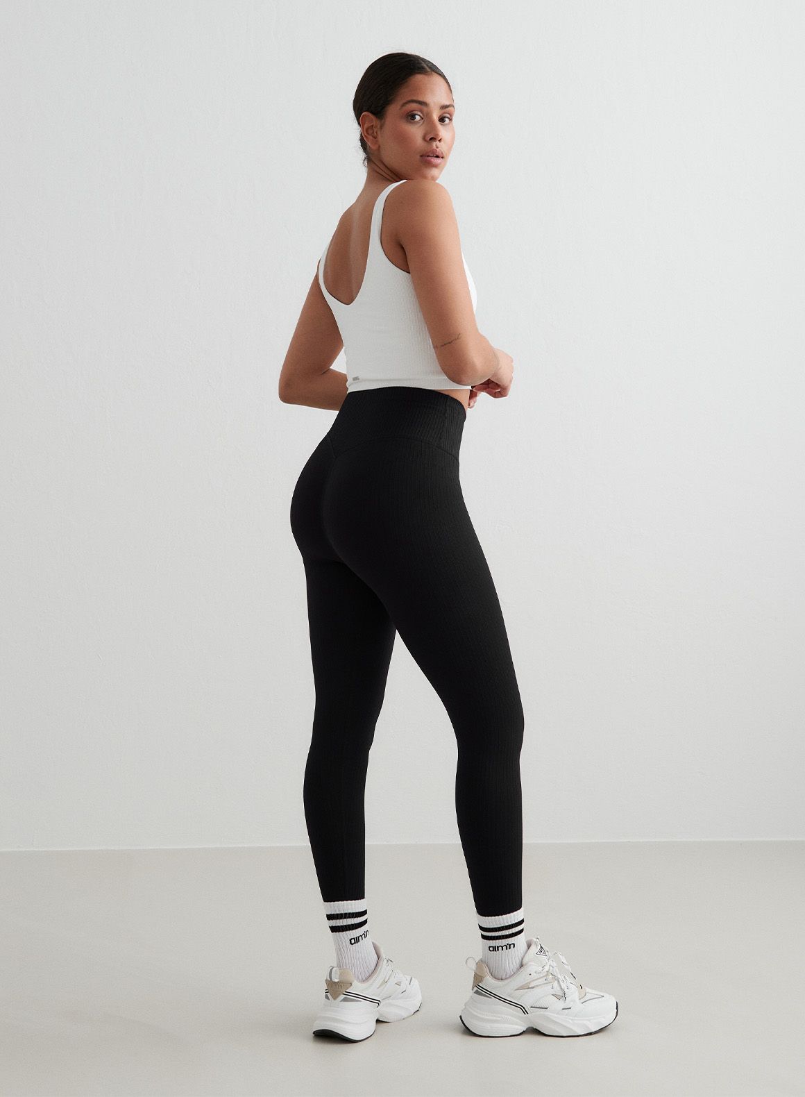 Aimn Ribbed Seamless Tights