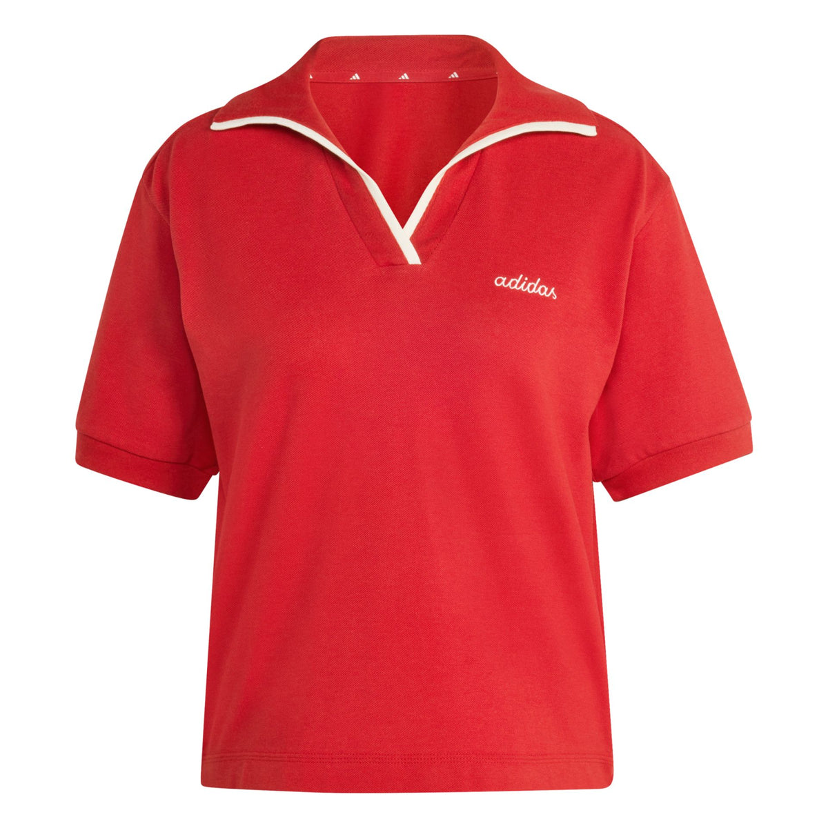 Adidas Seasonal Essentials Colorpop Polo with Embroidered Graphic – rot