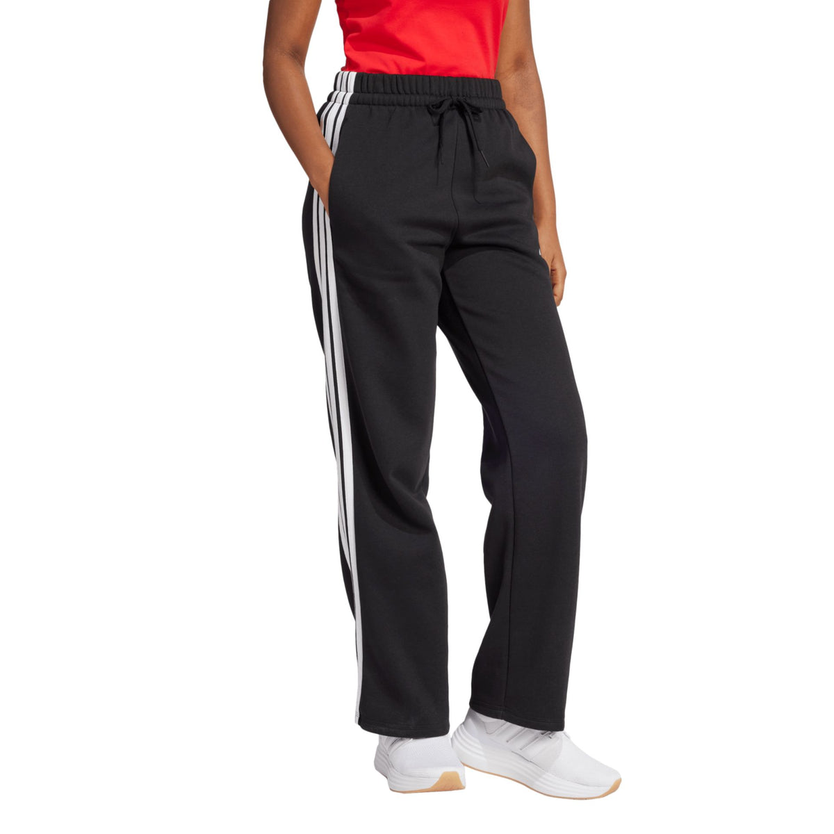 Adidas Essentials 3-Stripes Open Hem Fleece Pant – schwarz