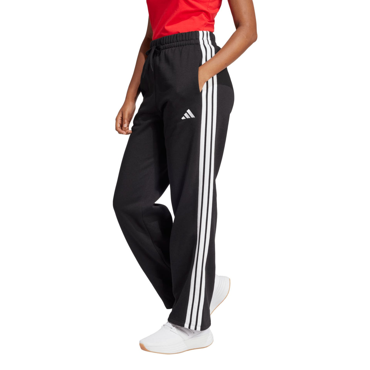 Adidas Essentials 3-Stripes Open Hem Fleece Pant – schwarz